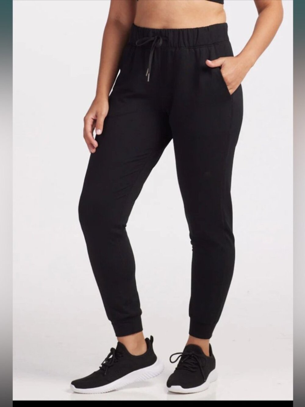 Woolx Black Lola Merino Wool Blend High Rise Jogger Drawstring Pockets Womens XS